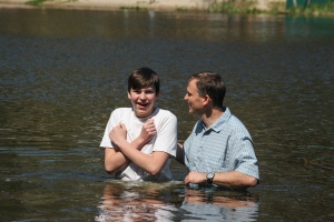 Andrew was baptized this weekend with another young lady, our new church's first baptisms.